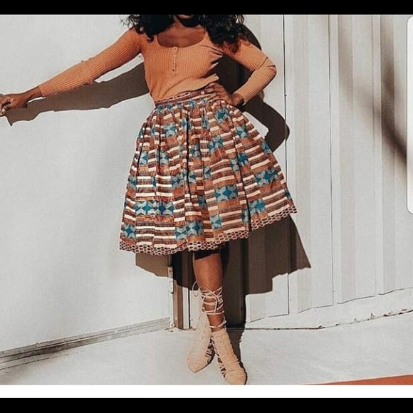 veroex Dresses & Skirts - Women African print knee length pleated skirt